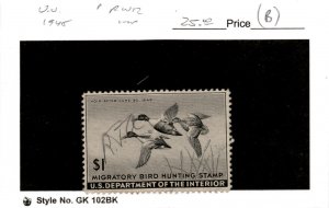 United States Postage Stamp, #RW12 Used, 1945 Duck Hunting (AC)