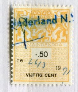 NETHERLANDS; Early 1950s early Revenue issue fine used 50c. value