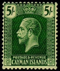 CAYMAN ISLANDS SG64c, 5s dp grn/orange-buff, LH MINT. Cat £160.