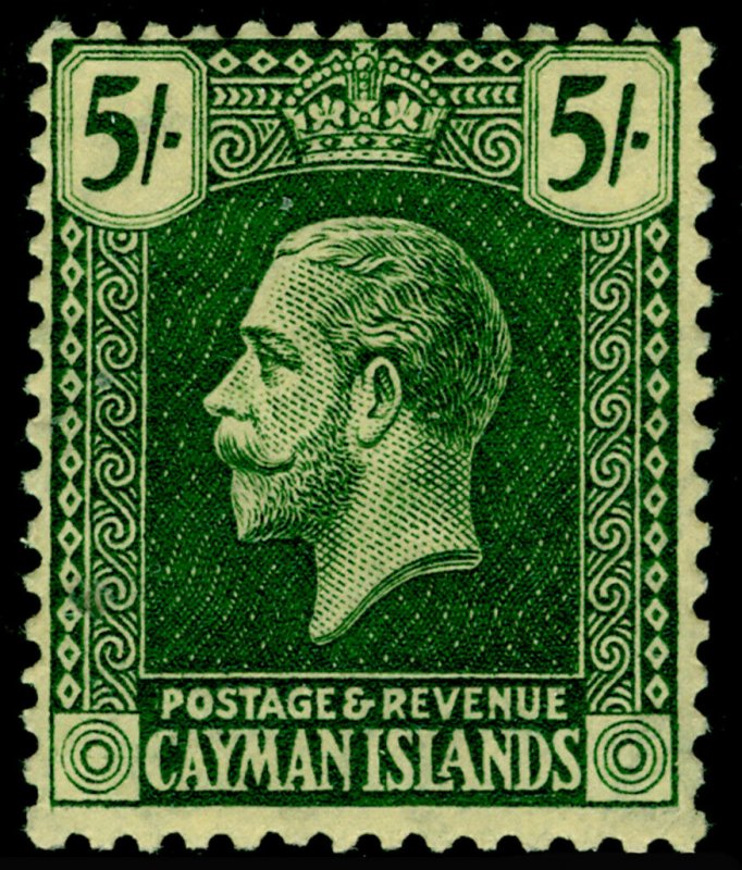 CAYMAN ISLANDS SG64c, 5s dp grn/orange-buff, LH MINT. Cat £160.