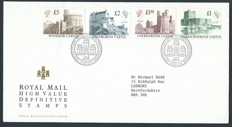 GB QEII 1988 Edinburgh Cancel High Value  Castles SG 1410...