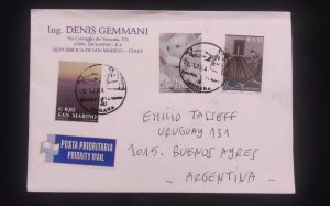 C) 2004. ITALY. FIRST AIRMAIL ENVELOPE SENT TO ARGENTINA. MULTIPLE SAN MARINO