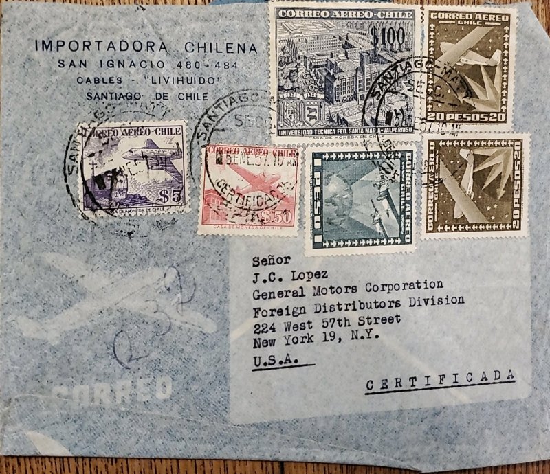 J) 1957 CHILE, AIRPLANE, SANTA MARIA VALPARAISO TECHNICAL UNIVERSITY, REGISTERED