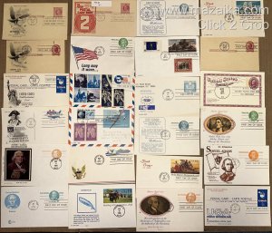 POSTAL CARD FDCs BIG COLLECTION 104 MOST DIFF. 1951/1988 VARIOUS CACHETS