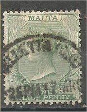 MALTA, 1885, used 1/2p, Queen Victoria Scott 8