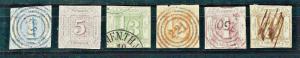 Germany Thurn & Taxis North District 1859-60 Imperf CLH #10,13,16-18,20, CV $400