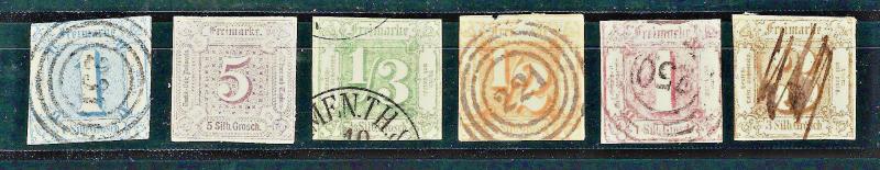 Germany Thurn & Taxis North District 1859-60 Imperf CLH #10,13,16-18,20, CV $400