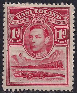 Basutoland 1938 KGV1 1d Scarlet MM SG 19 ( M1147 )