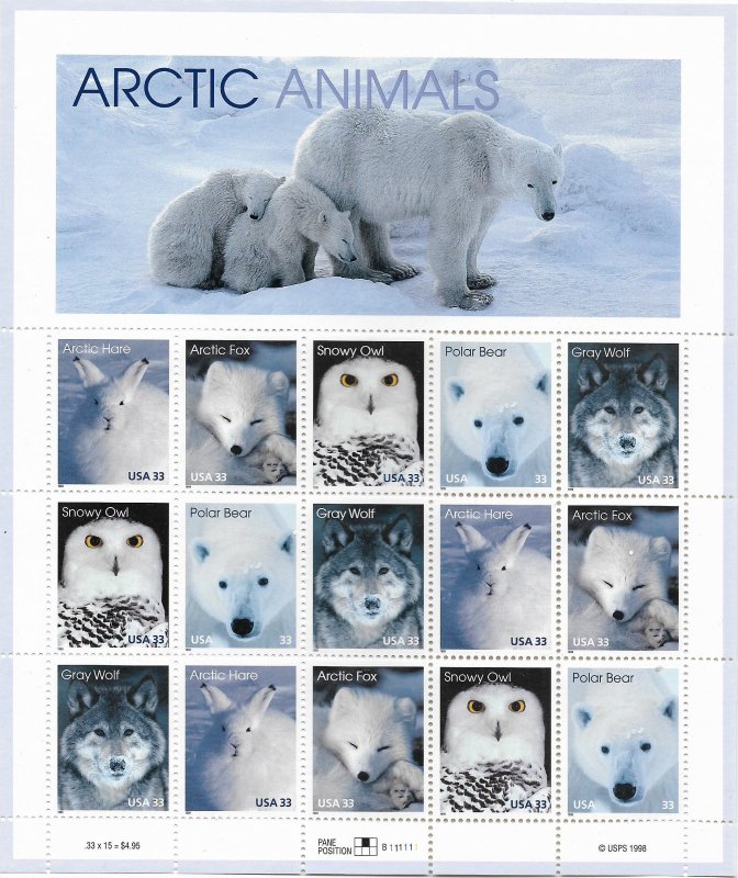 USA 3288-3292  MNH SHEETS ARCTIC ANIMALS