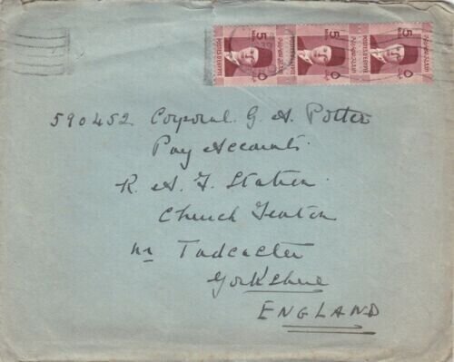 Egypt 1939 Cairo to Tadcaster UK Cover hand written Fine Condition