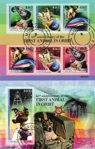 LIBERIA 2022 - Space, Laika first animal in orbit/complete set (sheets+block)