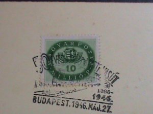 ​HUNGARY-1946- 76 YEARS OLD- STAMP PROOF CARD WITH STAMP-VF-HARD TO FIND