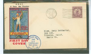 US 719 1932 5c olympics, single, on an addressed fdc with bennett cachet, additional cancel mailed from temporary post office at