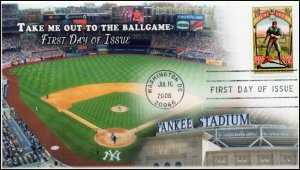 AO4341-4, 2008, Take me out to the Ballgame, FDC, Add-on Cachet. Yankee Stadium,