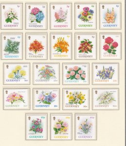 Guernsey # 476-497, Flowers Complete Set, Mint NH,1/2 Cat.