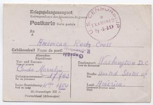 1942 Germany POW folded card to American Red Cross [y1710]