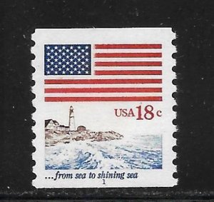 Scott #1891 - 18c Flag and From Sea coil P#1 VF MNH - HCV=$85.00