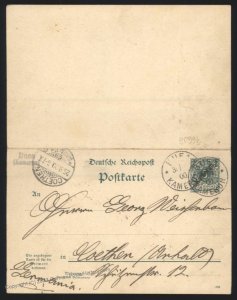 Germany 1899 Kamerun BUEA Postal Reply Card Pair Cover USED 112804