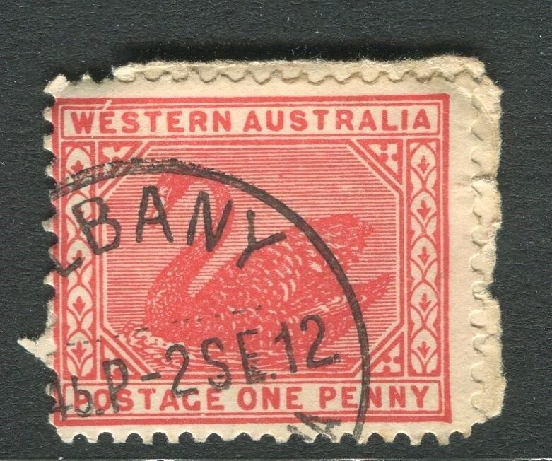 WESTERN AUSTRALIA;  Early 1900s Swan type 1d. used, + MINOR PLATE FLAW