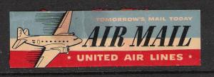 United Air Lines label - used 