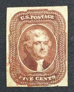 US #12 IMPERF RED CANCEL USED $800 LOT #366