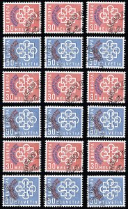 Switzerland Stamps # 376-7 Used XF Lot of 9 Sets Scott Value $675.00