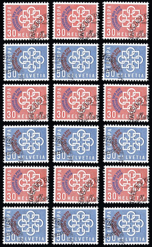 Switzerland Stamps # 376-7 Used XF Lot of 9 Sets Scott Value $675.00