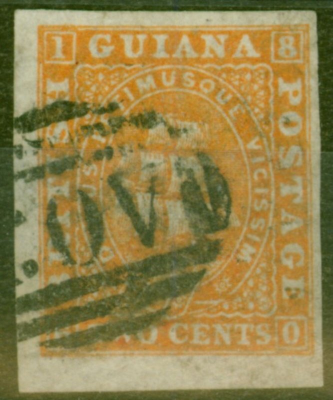 British Guiana 1863-76 2c Orange New Transfer Fine Used Imperf Proof Paper Maker