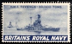 1940's Great Britain Poster Stamp Britain's Royal Navy HMS Revenge