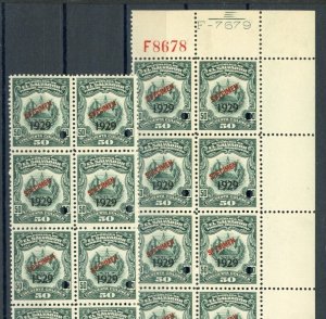 EL SALVADOR Revenue 50 Colones ABNCo *F8678* 1929 SPECIMEN 2 Blocks{10} MNH ZU59