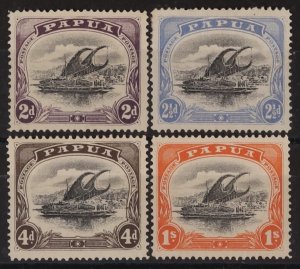 PAPUA 1907 Lakatoi Small Papua set 2d to 1/- wmk upright, perf 12½.