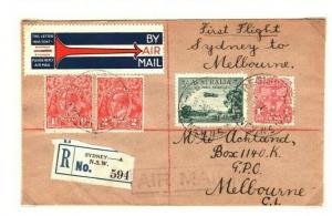 AUSTRALIA Air Mail First Flight Cover Sydney Melbourne 1930 {samwells} PA30