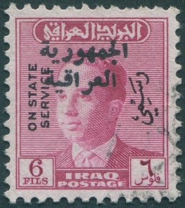 Iraq 1958 6f carmine-lake Republic opt with Type 43a Official SGO503a used