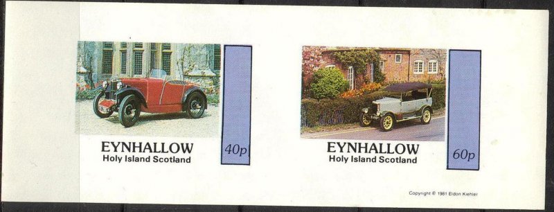 {E129} Eynhallow Scotland Classic Cars (4) Sh.2 Imperf. MNH Cinderella !!