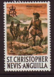 St Christopher 1970 Sc#206, SG#206 1/2c Pirate Treasure MNH.