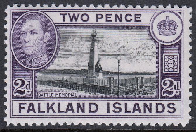 Falkland Islands KGVI 1938 2d Black Deep Violet SG149 Mint Lightly Hinged