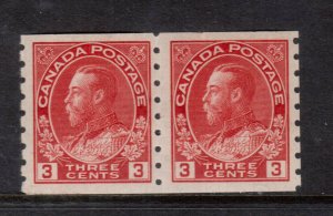 Canada #130b Very Fine Mint Never Hinged Coil Pair  **With Certificate**