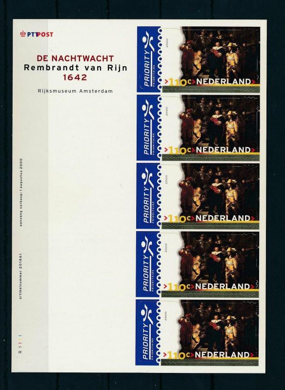 [16619] Netherlands Niederlande 2000 Art Rembrandt 100c Nachtwacht MS MNH