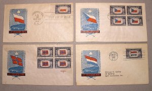 #909-21 OVERRUN COUNTRIES FDCs OF SINGLE STAMP-SET OF IOOR CACHETS-ADDRESSED!!