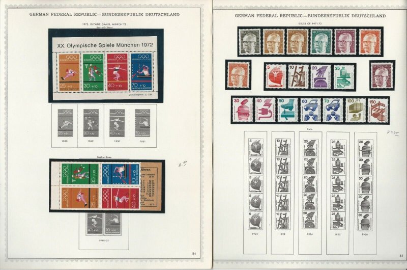 Germany Stamp Collection on 12 Minkus Specialty Pages 1968-75, JFZ 