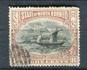 NORTH BORNEO; 1890s early classic Pictorial issue fine used 8c. value