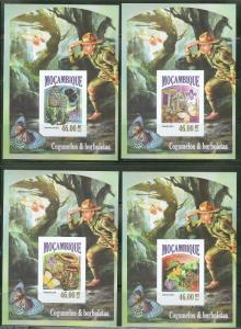 MOZAMBIQUE 2014 BUTTERFLIES MUSHROOMS & BOY SCOUTS SET OF FOUR S/S  MINT NH