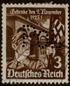 Germany November Martyr Polizei POL Lochung Police Perfin Official Stamp U 60929