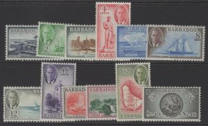 BARBADOS SG271/82 1950 DEFINITIVE SET MTD MINT