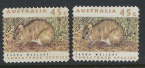 Australia SG 1327  Used pair different phosphors  perf 11½ Threatened Specie...