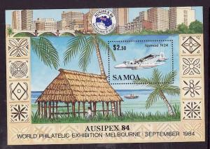 Samoa-Sc#633-Unused NH sheet-Ausipex-Stamp Exhibition-Planes-1984-