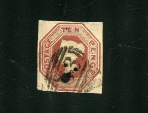 GREAT BRITAIN SCOTT #6 FOUR MARGIN COPY USED--SCOTT VALUE $1500.00