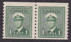 Canada # 276, King George VI, Coil Pair, Mint NH, Half Cat