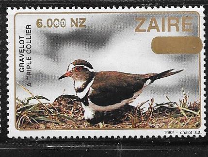 Zaire #1440  6000 z on 1.50z Bird (MNH) CV$3.50
