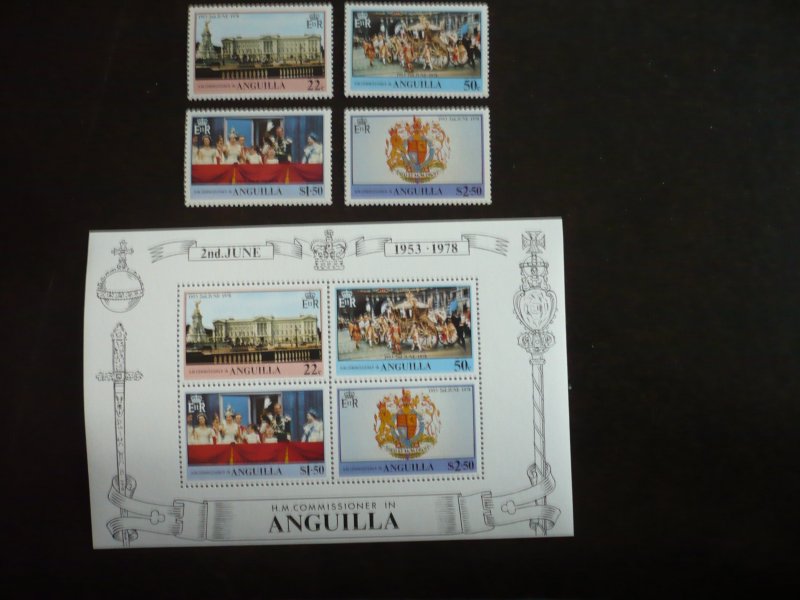 Stamps-Anguilla-Scott#315-318a-Mint Never Hinged Set of 4 Stamps+ Souvenir Sheet